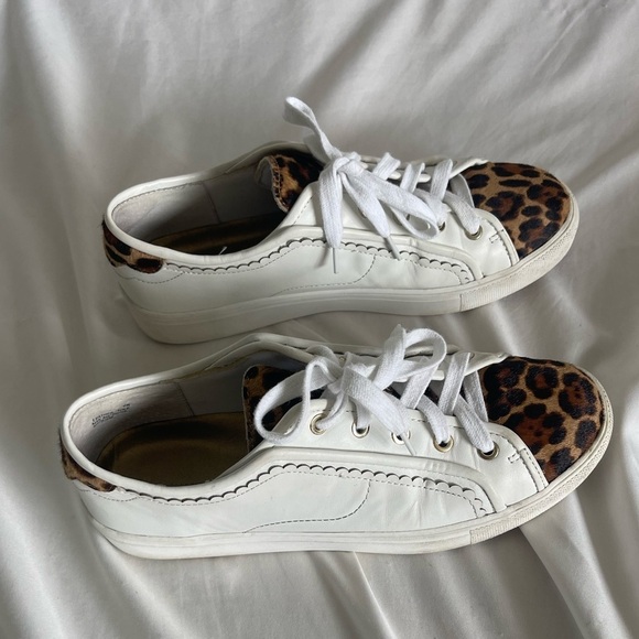Ann Taylor Savannah Leopard Print Haircalf Leather Sneaker Stitched Size 8.5 - Picture 10 of 12